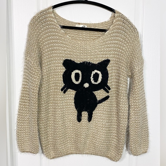 Y2K Vintage It Girl Soft Fuzzy CAT Sweater L Korea - Picture 1 of 7
